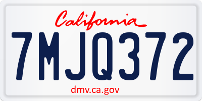 CA license plate 7MJQ372