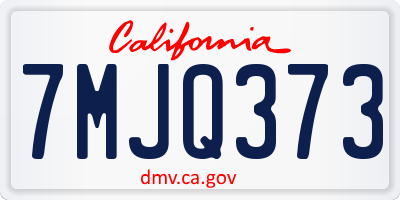 CA license plate 7MJQ373
