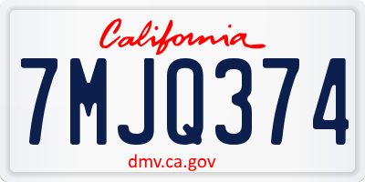CA license plate 7MJQ374