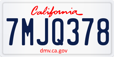 CA license plate 7MJQ378