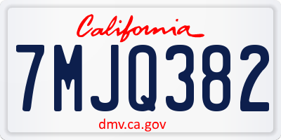 CA license plate 7MJQ382
