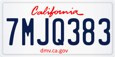 CA license plate 7MJQ383