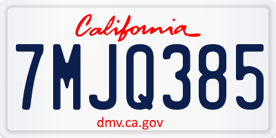 CA license plate 7MJQ385