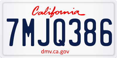 CA license plate 7MJQ386