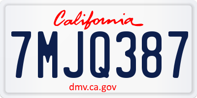 CA license plate 7MJQ387