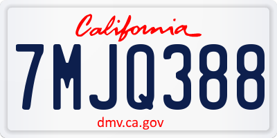 CA license plate 7MJQ388