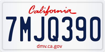 CA license plate 7MJQ390