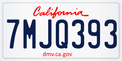 CA license plate 7MJQ393