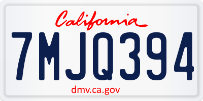 CA license plate 7MJQ394