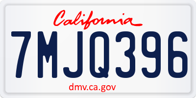 CA license plate 7MJQ396