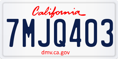 CA license plate 7MJQ403