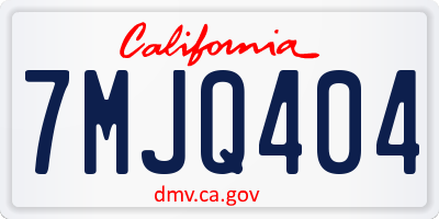 CA license plate 7MJQ404