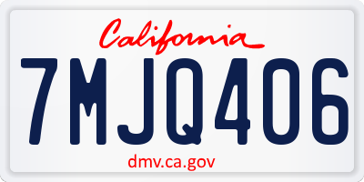 CA license plate 7MJQ406