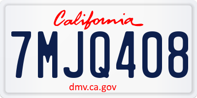 CA license plate 7MJQ408