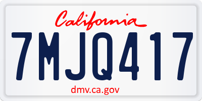 CA license plate 7MJQ417