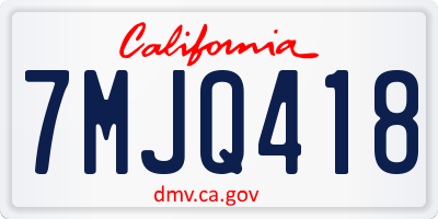 CA license plate 7MJQ418