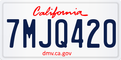 CA license plate 7MJQ420