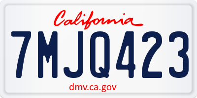 CA license plate 7MJQ423