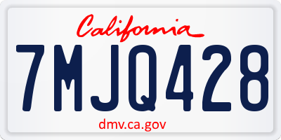 CA license plate 7MJQ428