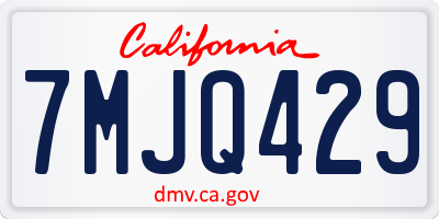CA license plate 7MJQ429