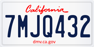 CA license plate 7MJQ432