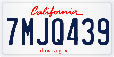 CA license plate 7MJQ439