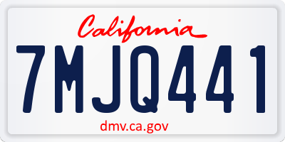 CA license plate 7MJQ441