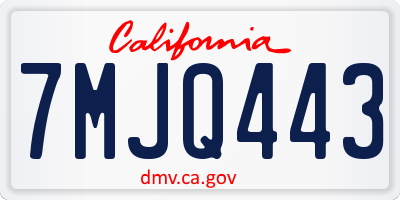 CA license plate 7MJQ443
