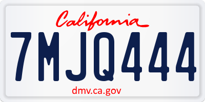 CA license plate 7MJQ444