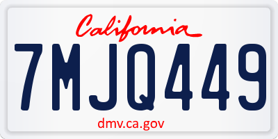 CA license plate 7MJQ449