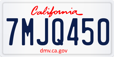 CA license plate 7MJQ450