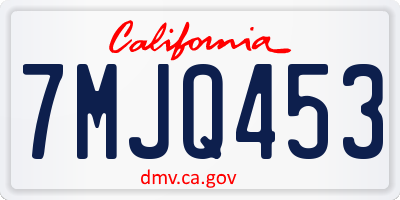 CA license plate 7MJQ453