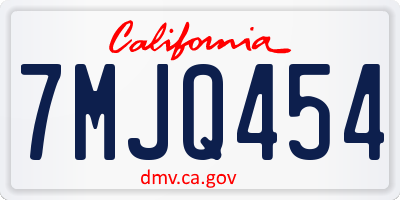 CA license plate 7MJQ454