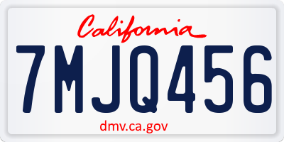 CA license plate 7MJQ456