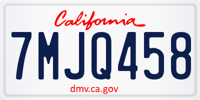 CA license plate 7MJQ458