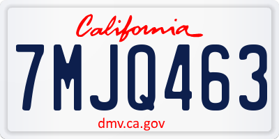 CA license plate 7MJQ463