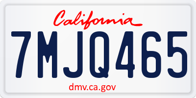 CA license plate 7MJQ465