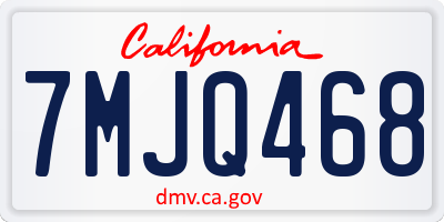 CA license plate 7MJQ468