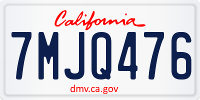 CA license plate 7MJQ476