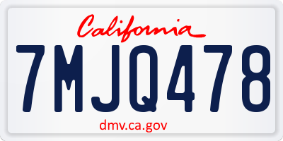 CA license plate 7MJQ478