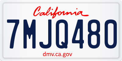 CA license plate 7MJQ480