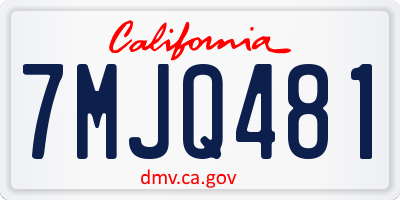 CA license plate 7MJQ481