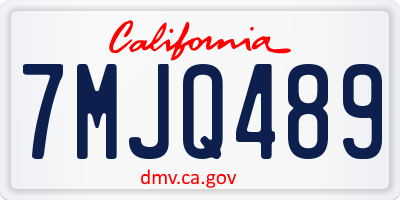 CA license plate 7MJQ489