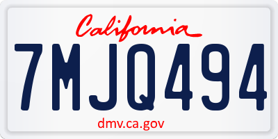 CA license plate 7MJQ494