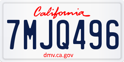 CA license plate 7MJQ496