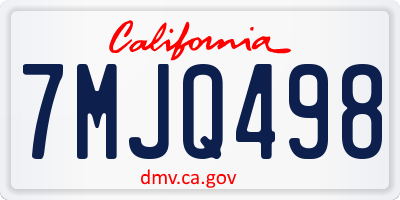 CA license plate 7MJQ498