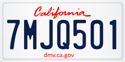 CA license plate 7MJQ501