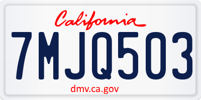 CA license plate 7MJQ503