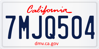 CA license plate 7MJQ504