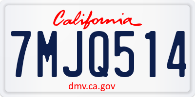 CA license plate 7MJQ514